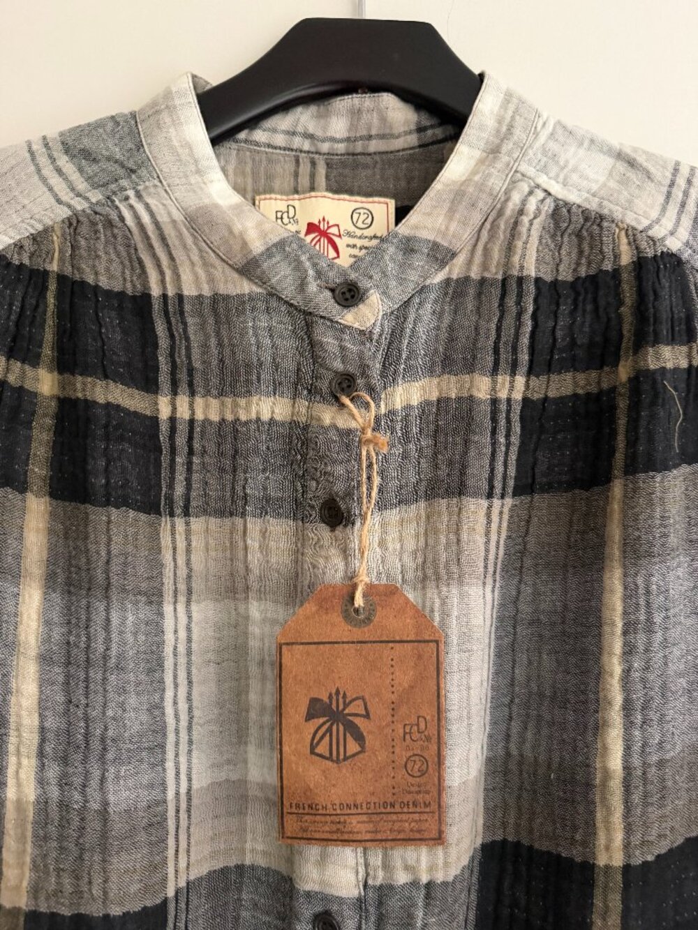 French Connection Plaid Gauze Tunic Shirt Size 10